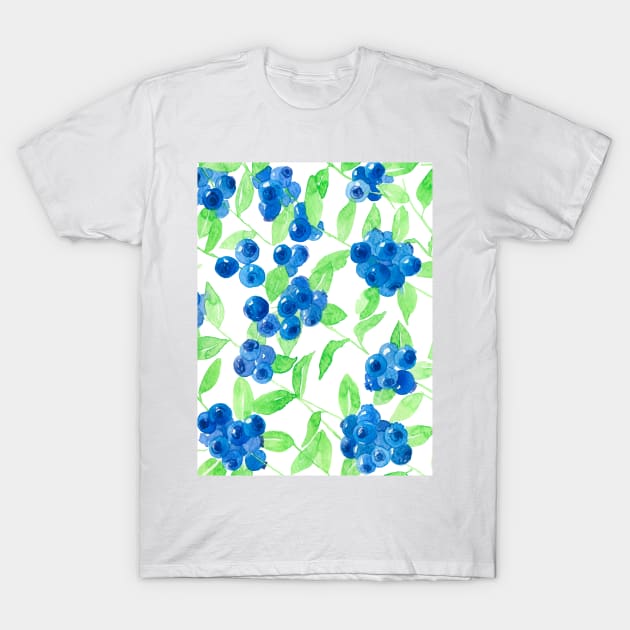 Bluberries watercolor pattern T-Shirt by katerinamk